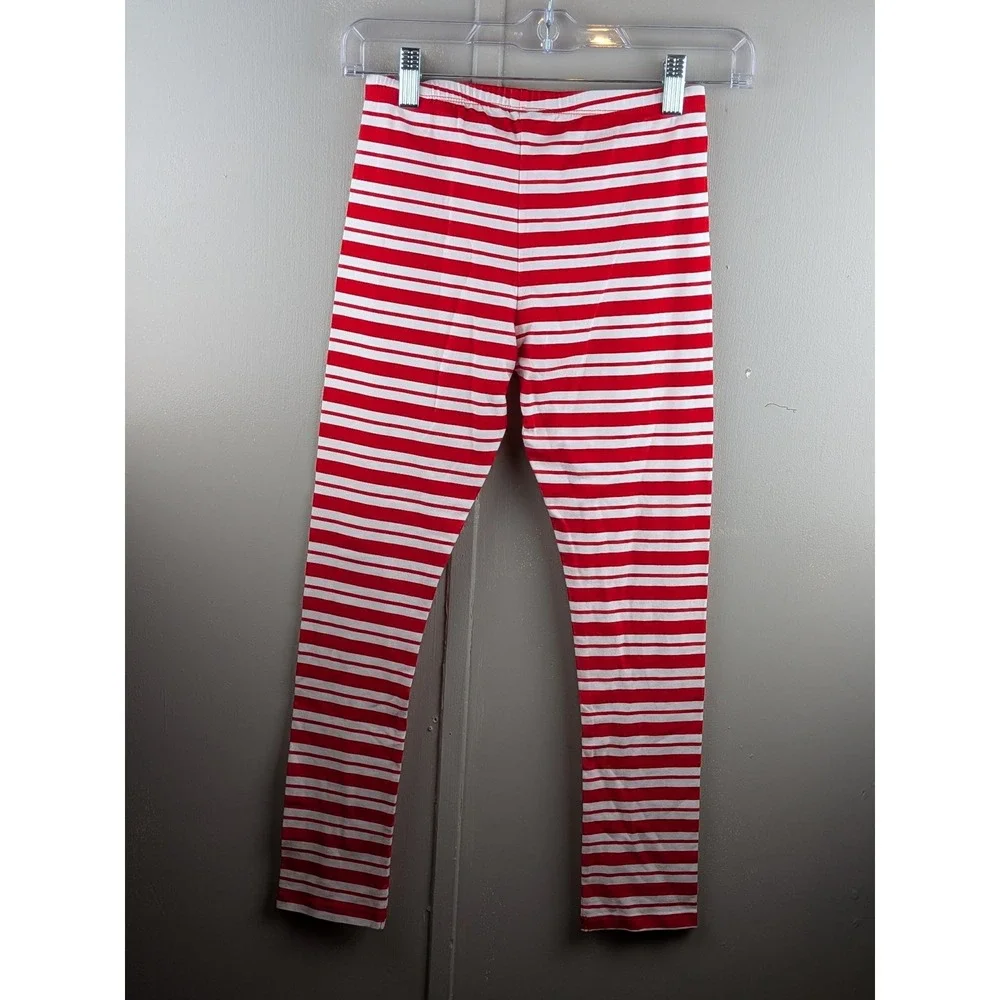 The Childrens Place Girls Red White Striped Leggings Size L 10/12 NWT